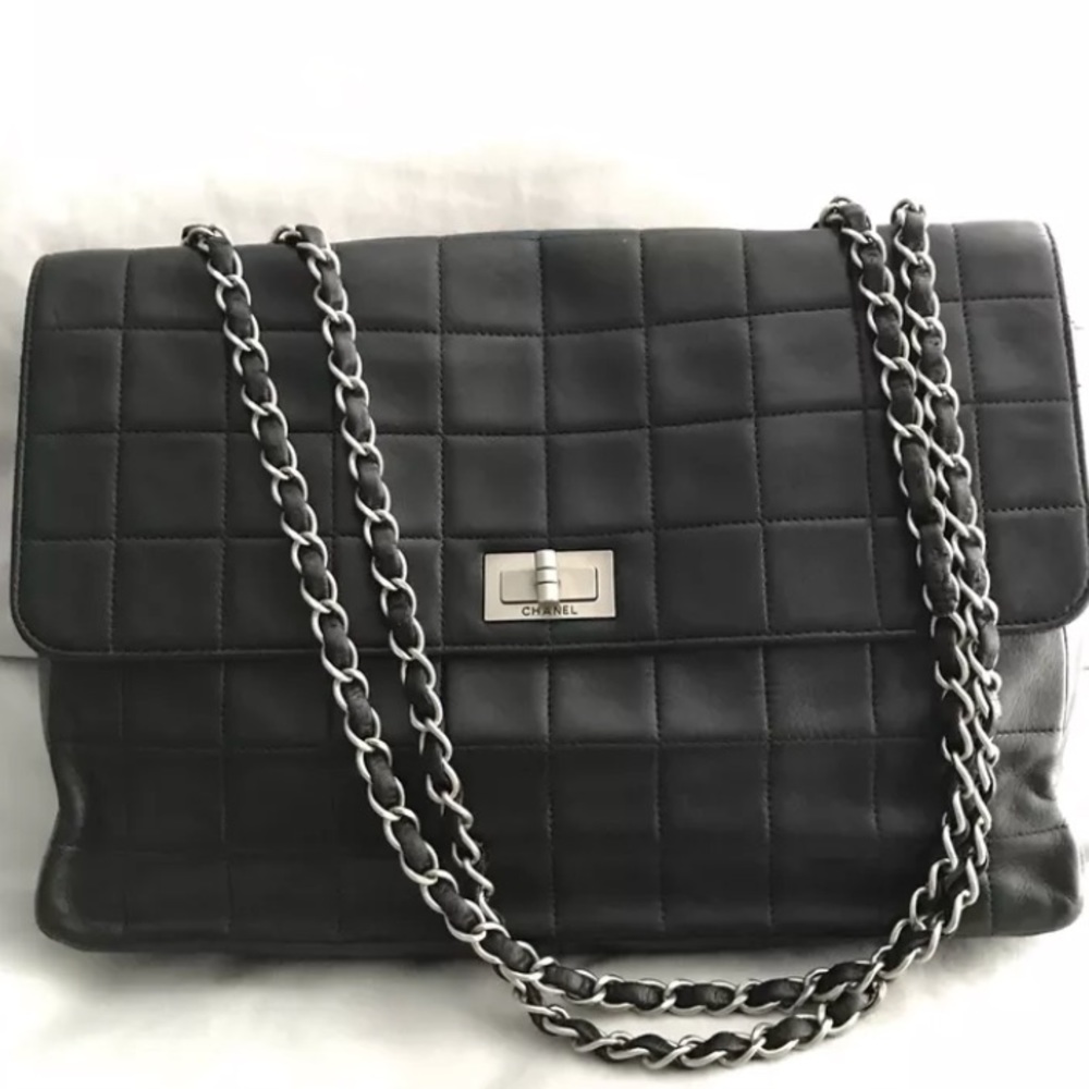 Chanel “chocolate bar” jumbo single flap bag